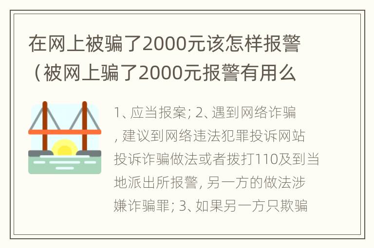 在网上被骗了2000元该怎样报警（被网上骗了2000元报警有用么）