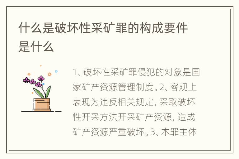 什么是破坏性采矿罪的构成要件是什么