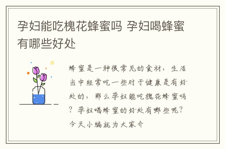 孕妇能吃槐花蜂蜜吗 孕妇喝蜂蜜有哪些好处