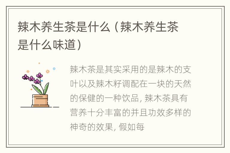 辣木养生茶是什么（辣木养生茶是什么味道）