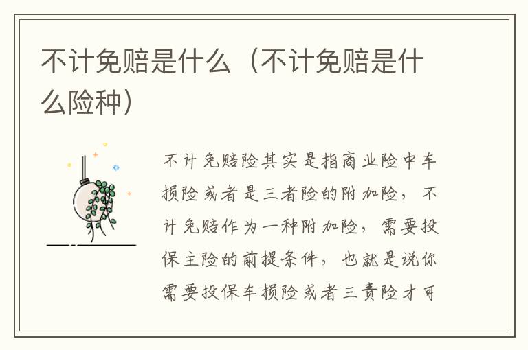 不计免赔是什么（不计免赔是什么险种）