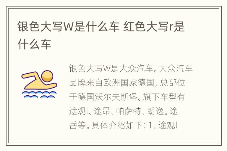银色大写W是什么车 红色大写r是什么车