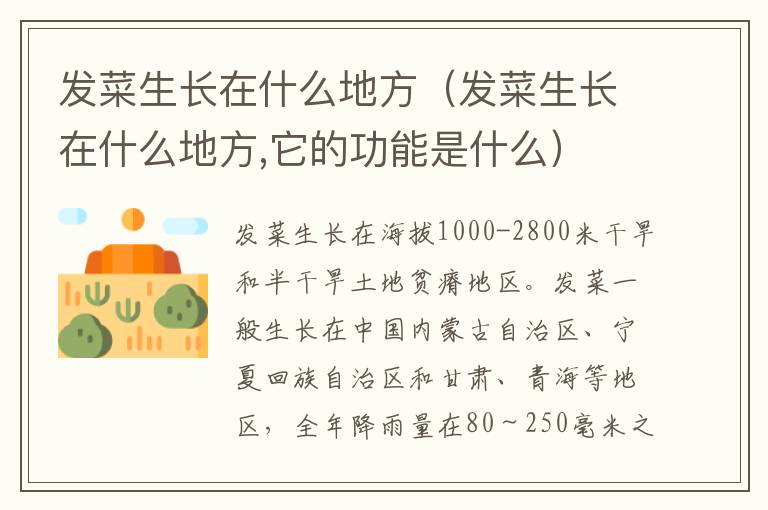 发菜生长在什么地方（发菜生长在什么地方,它的功能是什么）