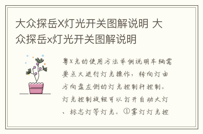 大众探岳X灯光开关图解说明 大众探岳x灯光开关图解说明