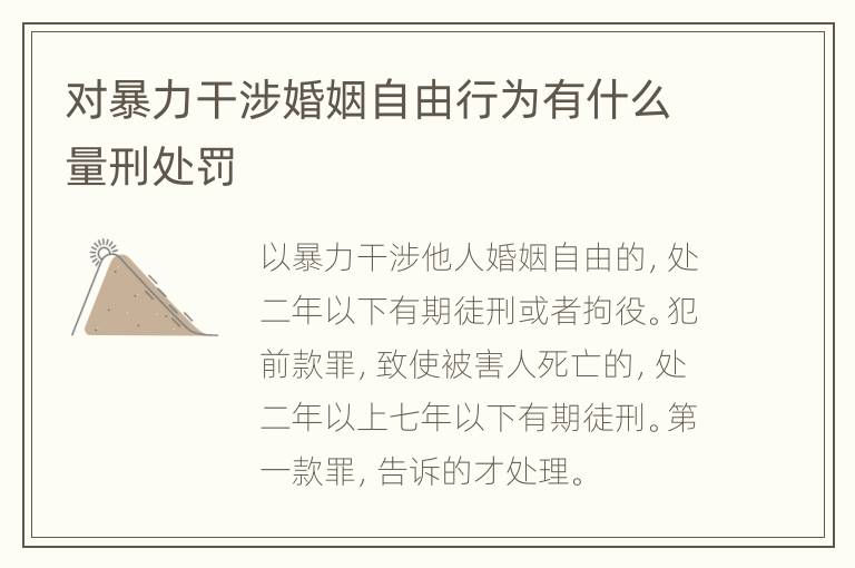 对暴力干涉婚姻自由行为有什么量刑处罚