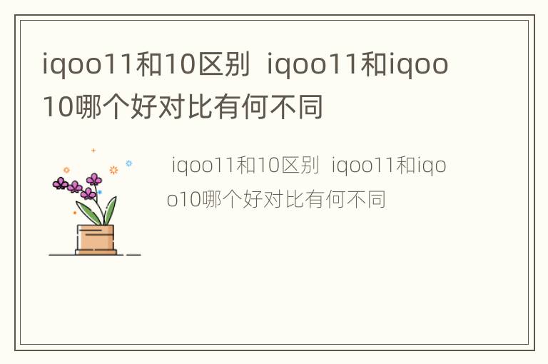 iqoo11和10区别  iqoo11和iqoo10哪个好对比有何不同