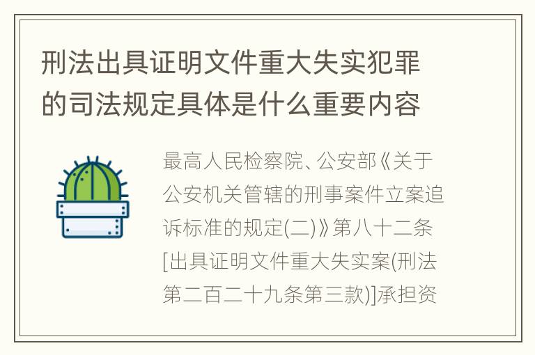 刑法出具证明文件重大失实犯罪的司法规定具体是什么重要内容