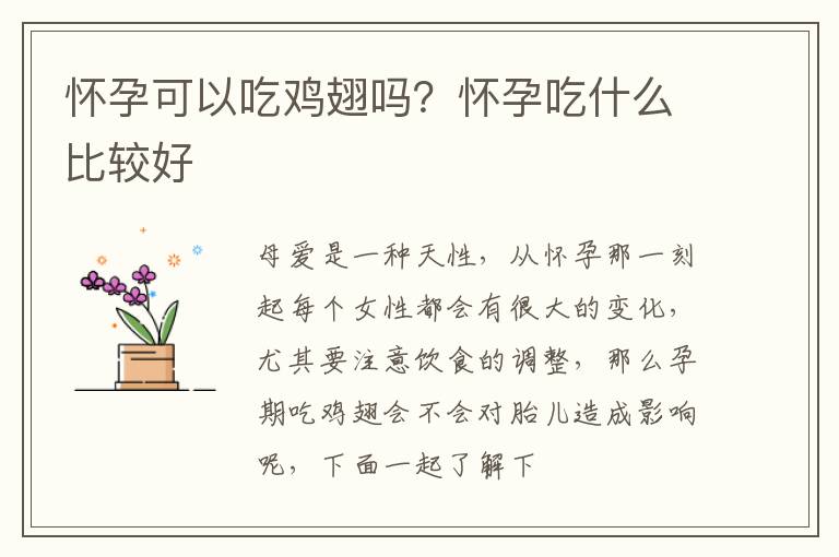 怀孕可以吃鸡翅吗？怀孕吃什么比较好