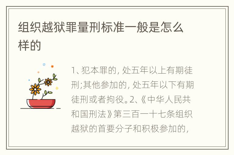 组织越狱罪量刑标准一般是怎么样的