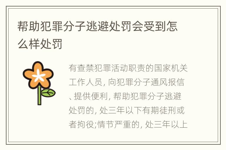 帮助犯罪分子逃避处罚会受到怎么样处罚