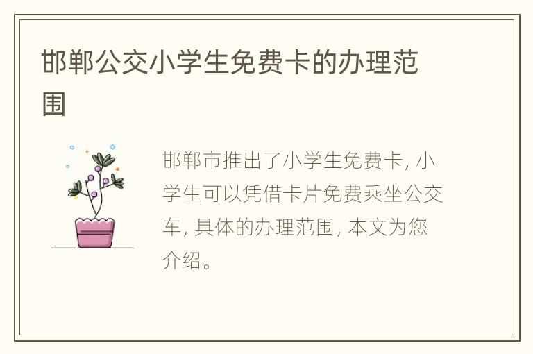 邯郸公交小学生免费卡的办理范围