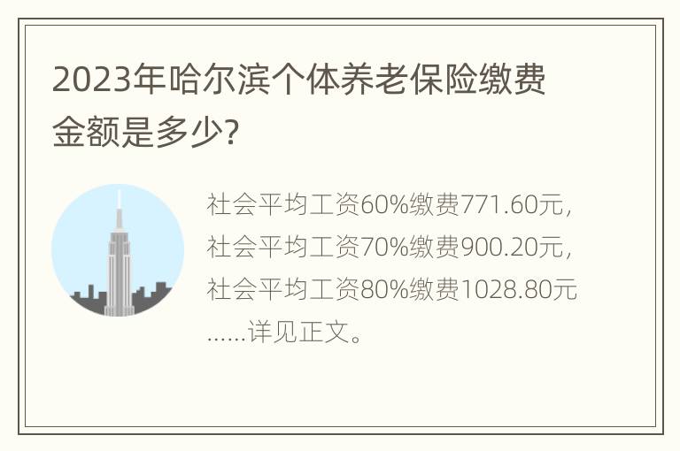 2023年哈尔滨个体养老保险缴费金额是多少？