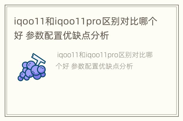 iqoo11和iqoo11pro区别对比哪个好 参数配置优缺点分析