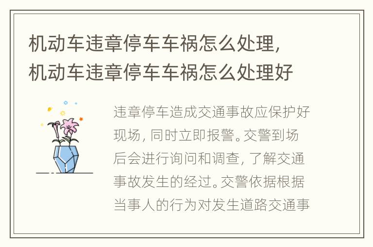 机动车违章停车车祸怎么处理，机动车违章停车车祸怎么处理好