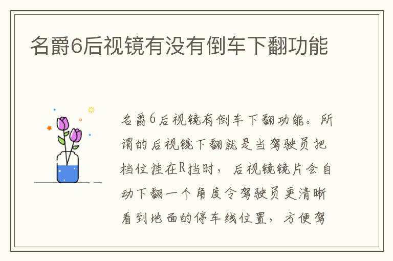 名爵6后视镜有没有倒车下翻功能