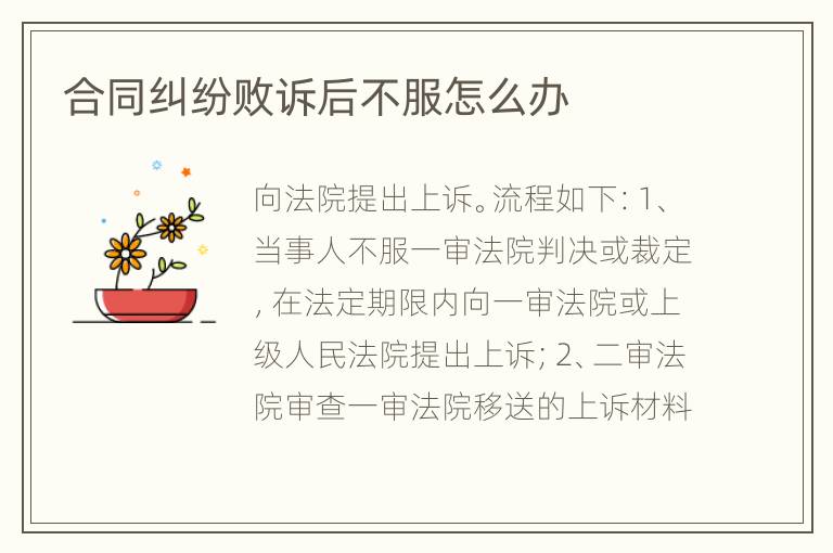合同纠纷败诉后不服怎么办