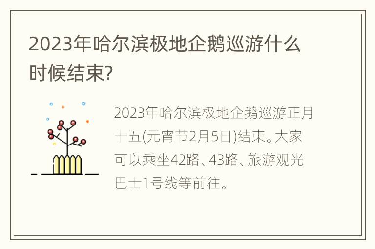2023年哈尔滨极地企鹅巡游什么时候结束？