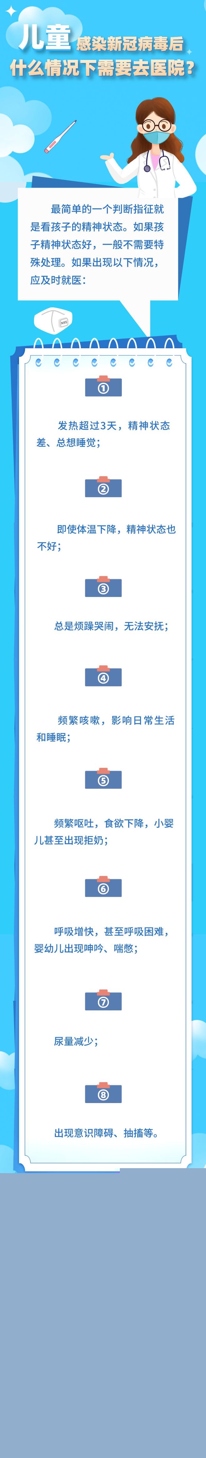 儿童感染新冠病毒后，什么情况下需要去医院？