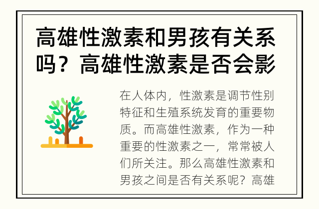 高雄性激素和男孩有关系吗？ 高雄性激素是否会影响男孩的发育？
