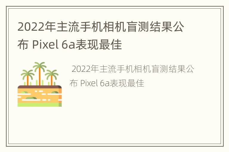2022年主流手机相机盲测结果公布 Pixel 6a表现最佳