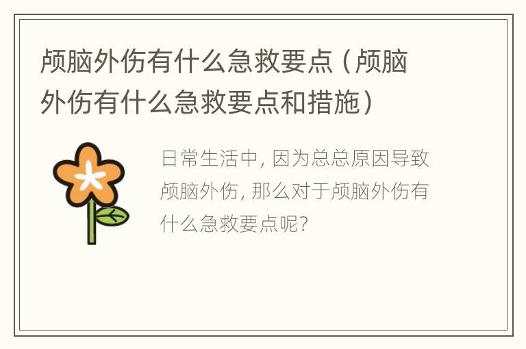 颅脑外伤有什么急救要点（颅脑外伤有什么急救要点和措施）