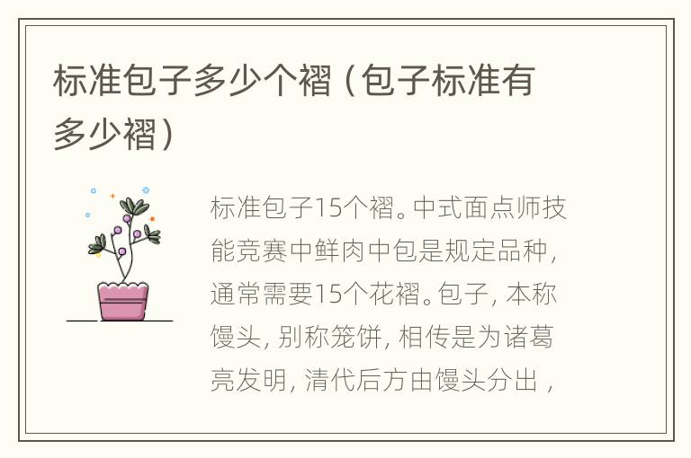 标准包子多少个褶（包子标准有多少褶）