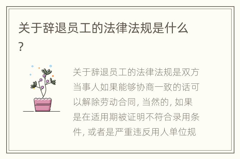 关于辞退员工的法律法规是什么？