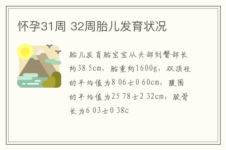 怀孕31周 32周胎儿发育状况