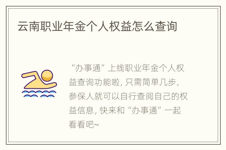 云南职业年金个人权益怎么查询