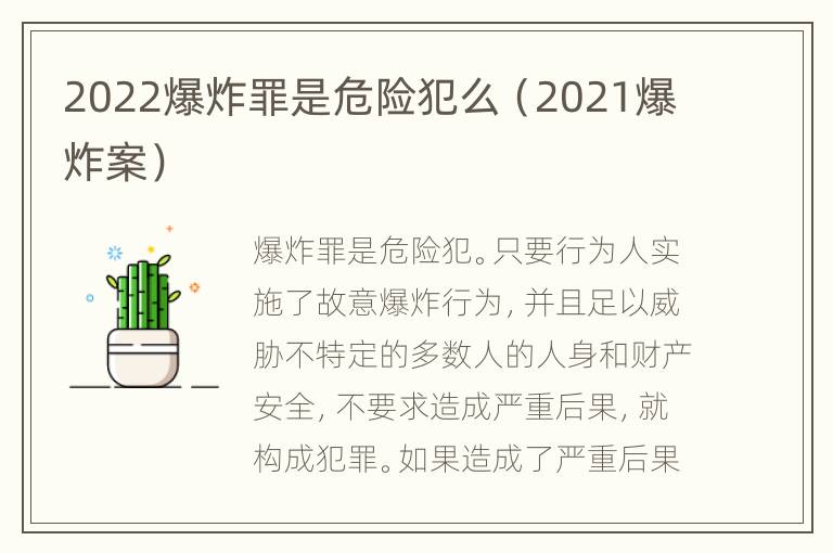 2022爆炸罪是危险犯么（2021爆炸案）