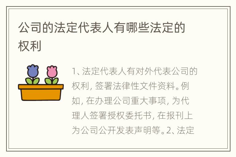 公司的法定代表人有哪些法定的权利