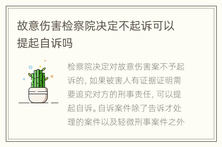 故意伤害检察院决定不起诉可以提起自诉吗