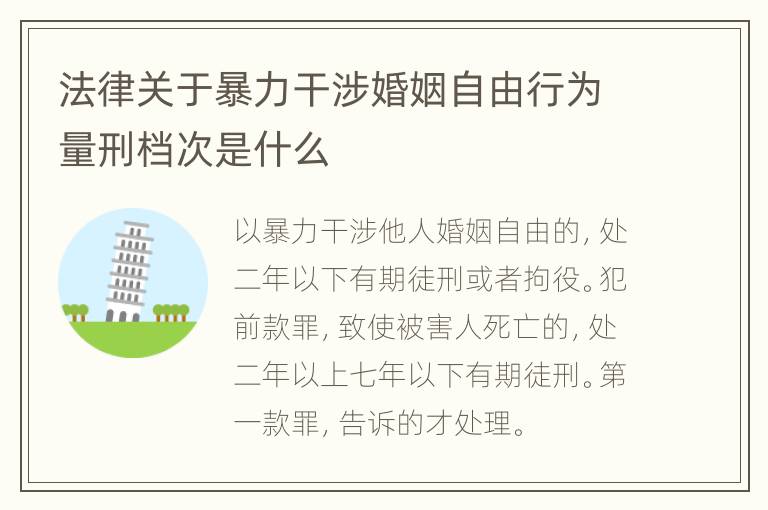 法律关于暴力干涉婚姻自由行为量刑档次是什么