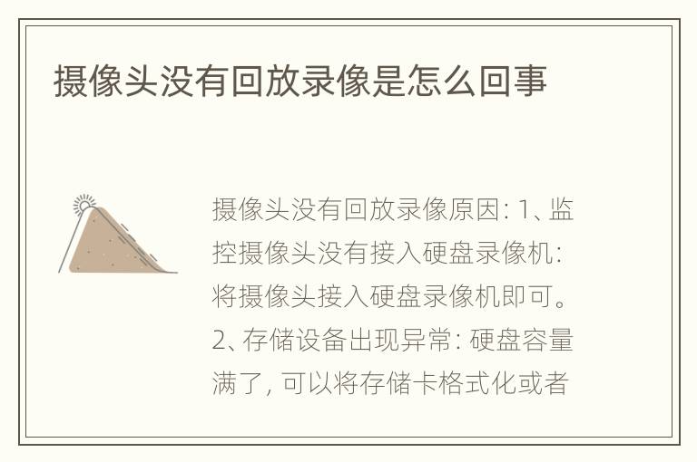 摄像头没有回放录像是怎么回事