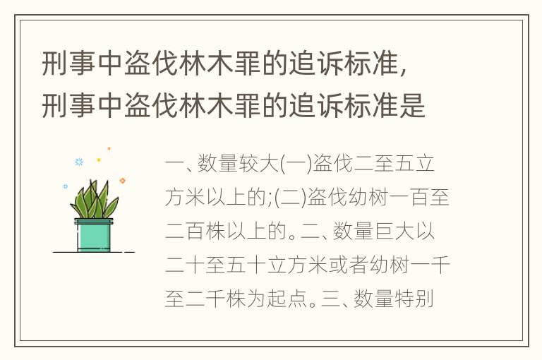 刑事中盗伐林木罪的追诉标准，刑事中盗伐林木罪的追诉标准是多少