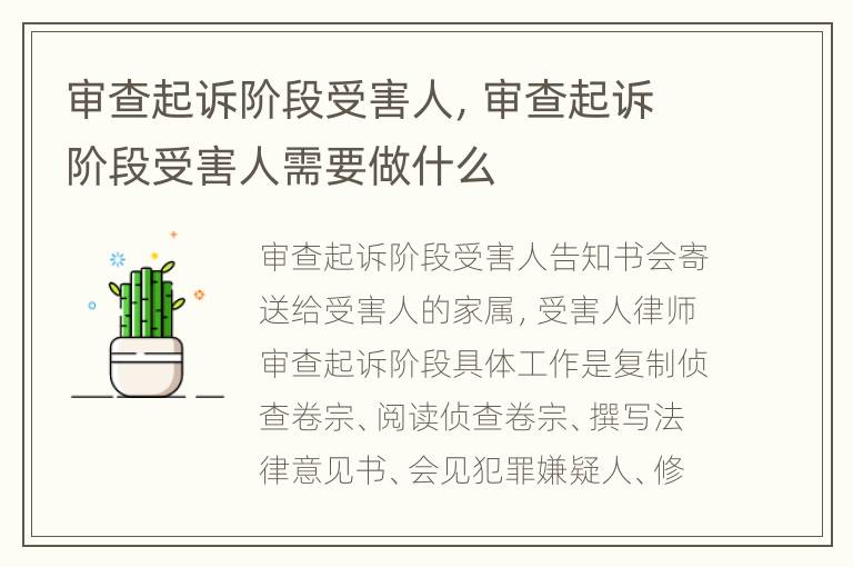 审查起诉阶段受害人，审查起诉阶段受害人需要做什么