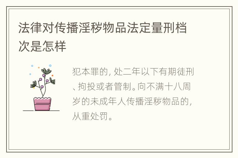 法律对传播淫秽物品法定量刑档次是怎样
