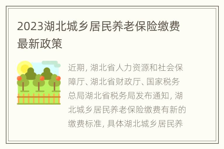 2023湖北城乡居民养老保险缴费最新政策