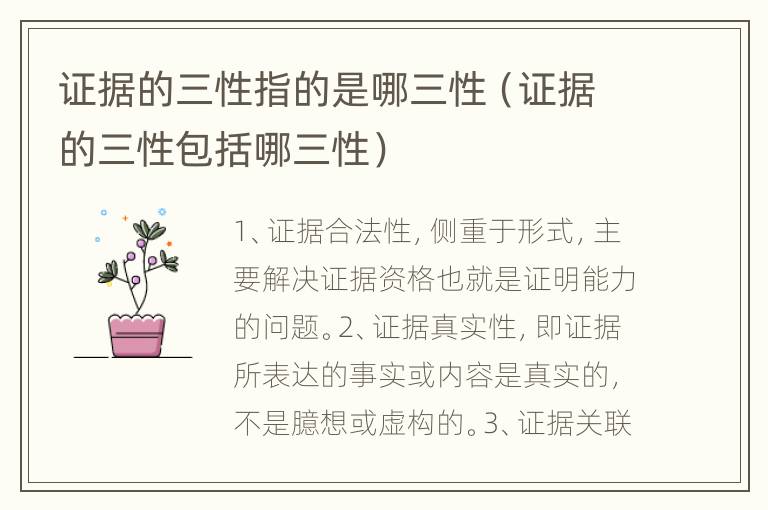 证据的三性指的是哪三性（证据的三性包括哪三性）