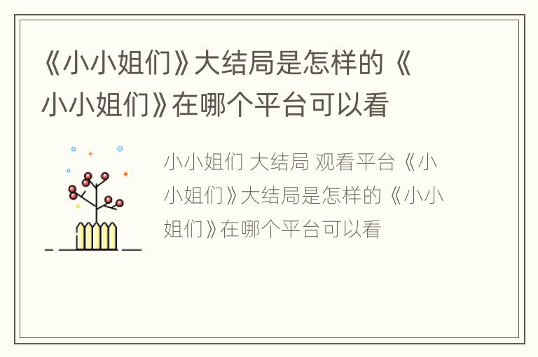 《小小姐们》大结局是怎样的 《小小姐们》在哪个平台可以看