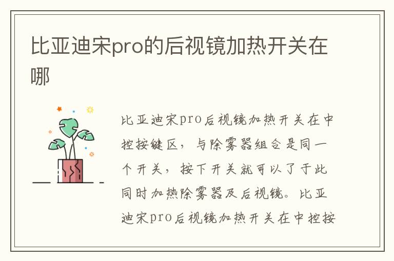 比亚迪宋pro的后视镜加热开关在哪