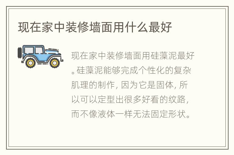 现在家中装修墙面用什么最好