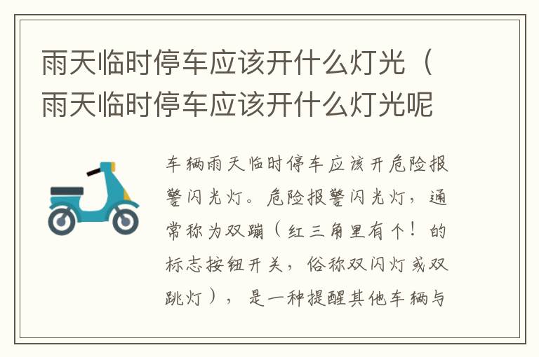 雨天临时停车应该开什么灯光（雨天临时停车应该开什么灯光呢）