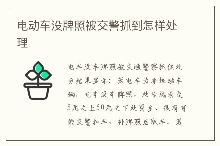 电动车没牌照被交警抓到怎样处理