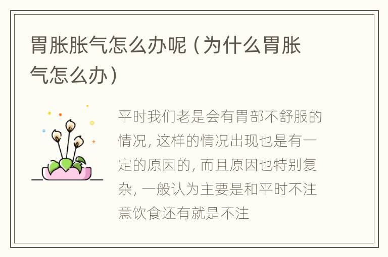 胃胀胀气怎么办呢（为什么胃胀气怎么办）
