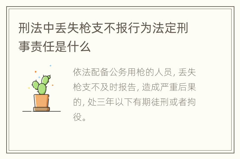 刑法中丢失枪支不报行为法定刑事责任是什么