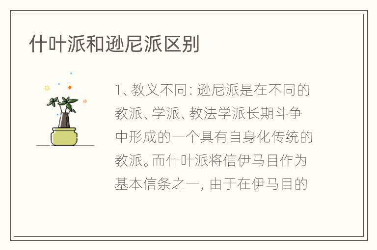 什叶派和逊尼派区别