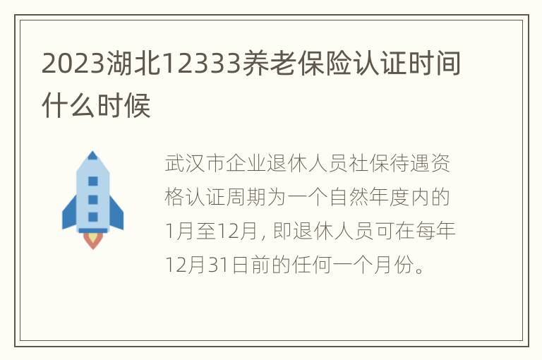 2023湖北12333养老保险认证时间什么时候