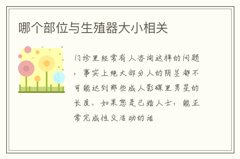 哪个部位与生殖器大小相关