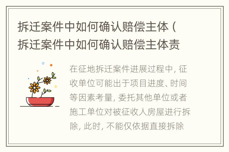 拆迁案件中如何确认赔偿主体（拆迁案件中如何确认赔偿主体责任）